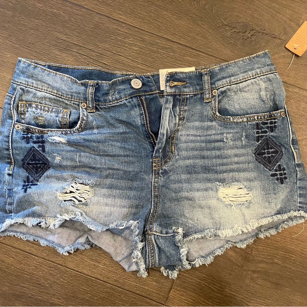 Mudd Blue Distressed Jean Shorts